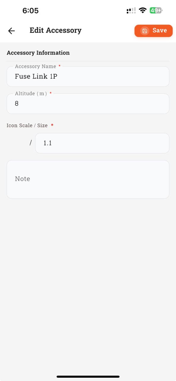Edit Accessory form
