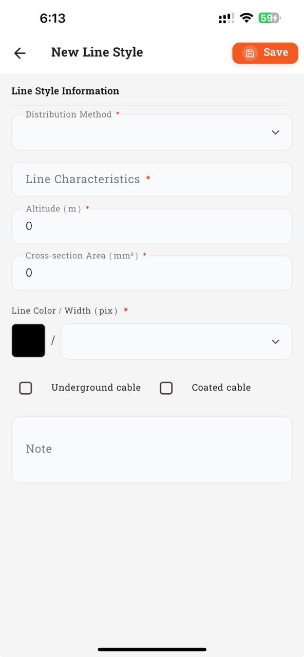 New Line Style form