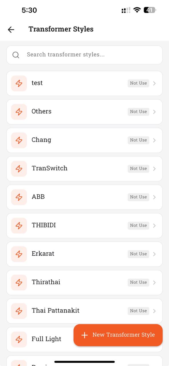 Transformer Styles list (English)